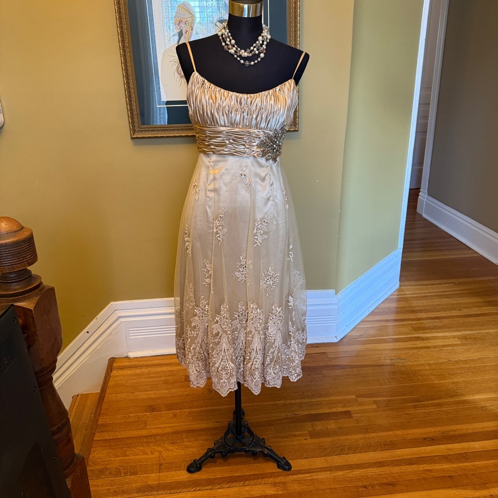 Terani Couture Gold Midi Dress